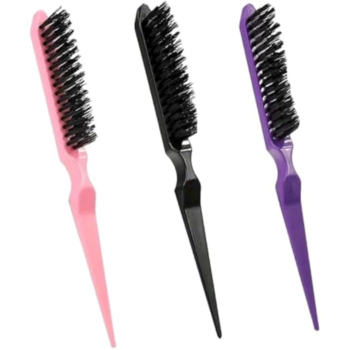 Soft Hair Brush Set with Edge Brush, Bristle Brush and Mini Comb, Teasing Brush Set for Baby Hair Softening and Flyaways [3 Pieces] - Image 4